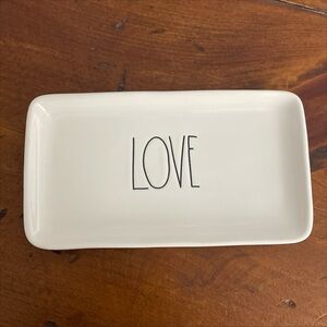 Rae Dunn Love Trinket Ceramic‎ Tray Dish Plate  9" Valentines White Black